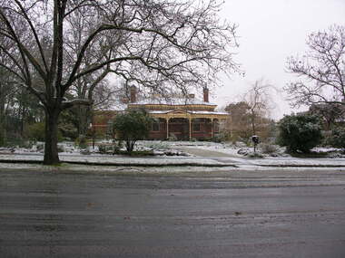 Photograph - Colour, Dorothy Wickham, Snow on Victorian style house in Webster Street, Ballarat