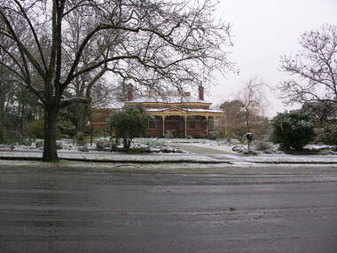 Photograph - Photograph - Colour, Dorothy Wickham, Snow on Victorian style house in Webster Street, Ballarat