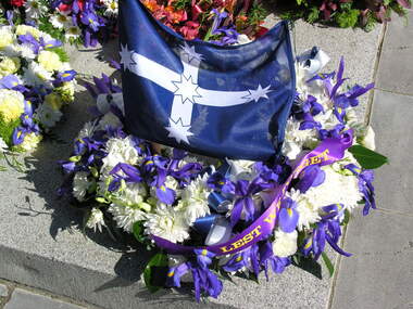 Photograph - Colour, Eureka Flag on Wreath, Ballarat Cenotaph