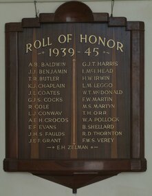 Roll of Honor 1939-45, Daylesford Masonic Lodge