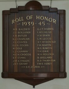 Roll of Honor 1939-45, Daylesford Masonic Lodge