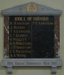 Photograph - Colour, Roll of Honor 1914-1919 Daylesford Masonic Lodge