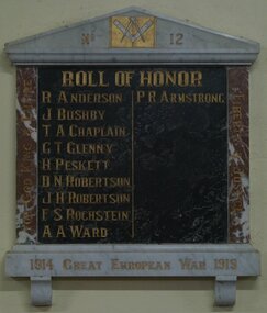 Photograph - Photograph - Colour, Daylesford Masonic Lodge Roll of Honor 1914-1919, c2017