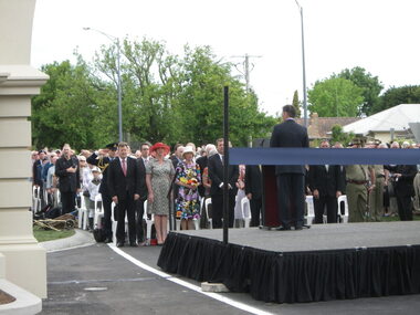 Photograph - Photograph - Colour, Michael Ronaldson MHR, Catherine King MP, Governor General Quinten Bryce at the Arch of Victory Ceremony, Ballarat, 2011