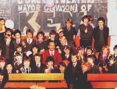 Photograph - Colour, Burke Hall Grade Six Students Celebrate Their Teacher Becoming Mayor of Kew, 1978