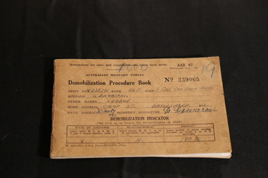 Photograph - Digital photographs, L.J. Gervasoni, World War Two Demobilization Procedure Book, c1940s