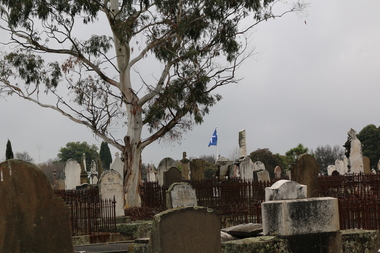 Photograph - Colour, Eureka Flag Flying on Eureka Graves, Ballarat Old Cemetery