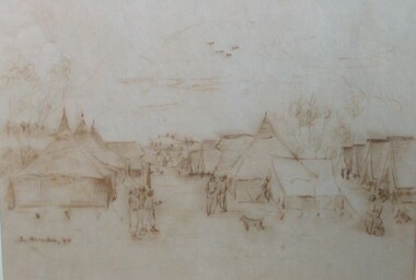 Photograph - Drawing - Ink, Sali Herman, [Army Camp at Kapunda], 1944