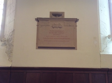 Photograph - Photograph - Colour, Plaque to the memory of Robert Adam, architect, GreyFriars Church, Edinburgh