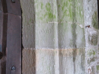Photograph - Colour, Stonemason Mark on Door, Church, Alwington, Devon, England