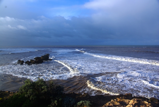 Hopkins River Mouth in flood, Warrnambool