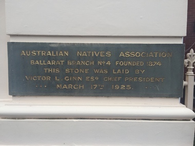 Photograph - Colour, Australian Natives Association Ballarat Foundation Stone, 2016, 30/07/2016