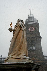 Photograph - Digital photographs, Queen Victoria statue in the Snow, Ballarat, c2006