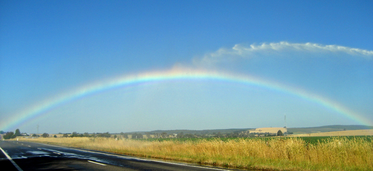 Rainbow over farmland