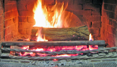 Digital photographs, L.J. Gervasoni, fireplace Savoia Hotel, c2004
