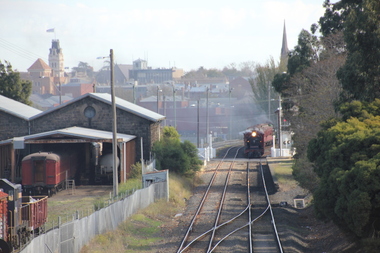 Photograph - Colour, L.J. Gervasoni, Ballarat East Station with Steam Train on the Track, 2016, 15/05/2016