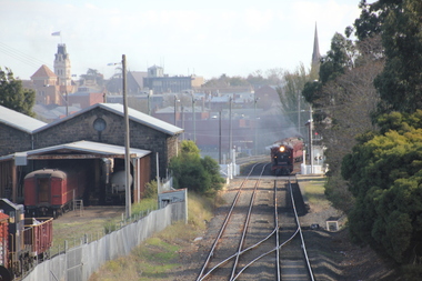 Pamphlet - Photograph - Colour, L.J. Gervasoni, Ballarat East Station with Steam Train on the Track, 2016, 15/05/2016