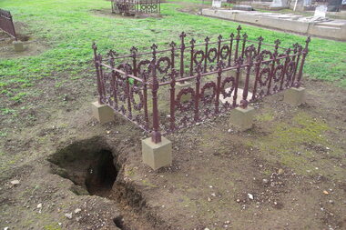 Photograph - Colour, Clare Gervasoni, Gravesite with Rabbit Burrow, Tower Hill Cemetery, 26/07/2009