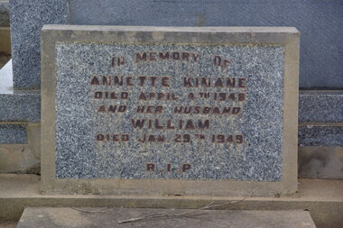 Photograph - Colour, Clare Gervasoni, Kinnane Headstone, Tower Hill Cemetery, 26/07/2009