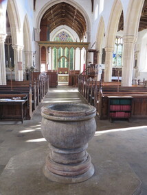 Digital Photograph, Baptismal Font, Heydon Church, United Kingdom, 10/2016