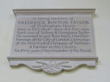 Photograph - Colour, Plaque, St Mary's Church, Dullingham