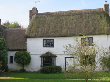 Photograph - Colour, Dorothy Wickham, Cottages with thatched roofs, Collingbourne, 31 October 2016, 2017