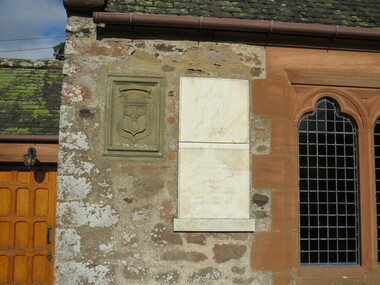 Photograph - Colour, Oliphant Plaques, Exterior, Forgandenny church, Perthshire, Scotland, 2017