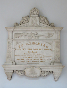 Photograph - Colour, William Collard Smith Memorial, Ballarat Town Hall [detail], c1892, 15/09/2017