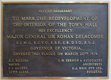 Photograph - Photograph - Colour, Plaque in the Ballarat Town Hall, 2017, 15/09/2017