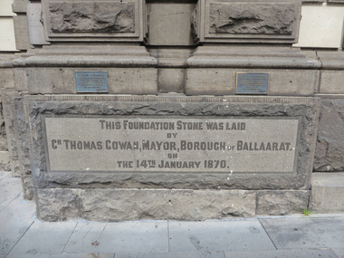 Photograph - Colour, Foundation Stone on the Exterior Wall of the Ballarat Town Hall, 2017, 15/09/2017
