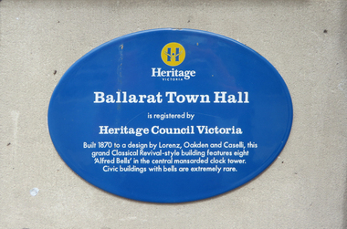 Photograph - Colour, Plaque on the Exterior Wall of the Ballarat Town Hall, 2017, 15/09/2017
