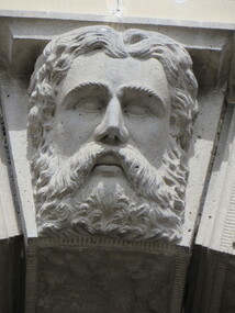 Photograph - Colour, Sculptural Face on the exterior of Ballarat Town Hall, 2017, 15/09/2017