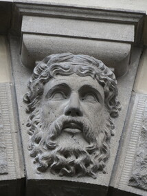 Photograph - Colour, Sculptural Face on the exterior of Ballarat Town Hall, 2017, 15/09/2017
