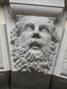 Photograph - Colour, Sculptural Face on the Exterior of Ballarat Town Hall, 2017, 15/09/2017