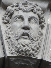 Photograph - Colour, Sculptural Face on the Exterior of Ballarat Town Hall, 2017, 15/09/2017