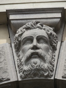 Photograph - Colour, Sculptural Face on the Exterior of Ballarat Town Hall, 2017, 15/09/2017