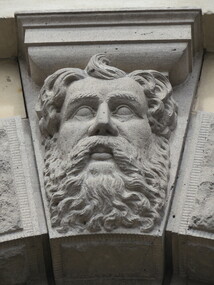 Photograph - Colour, Sculptural Face on the Exterior of Ballarat Town Hall, 2017, 15/09/2017