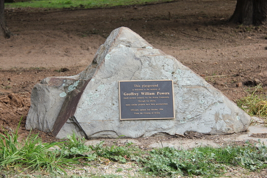 A memorial plaque on a stone