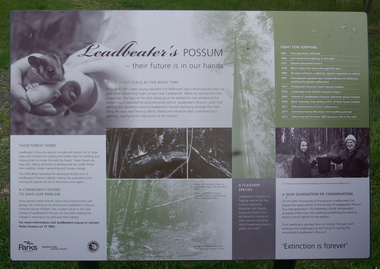 Photograph, Leadbeater's Possum Interpretation Panel, 2014, 04/11/2014