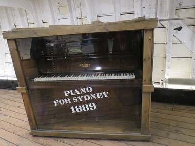Photograph - Colour, Cutty Sark vessel and exhibition, Greenwich, England, piano crated for Sydney 1889, 6 November 2016