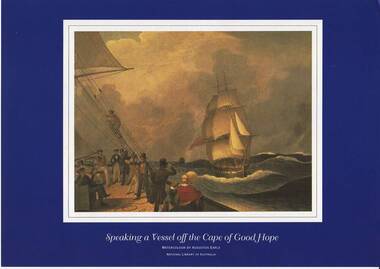 Print, One of a set of prints, Speaking a vessel off the Cape of Good Hope