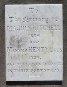 Photograph, Clare Gervasoni, Marble Plaque on the Henty School Memorial, 2015, 22/12/2015