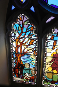 Digital photograph, Lisa Gervasoni, Stained Glass Windows in All Saints Church, Portland, Victoria, c2015