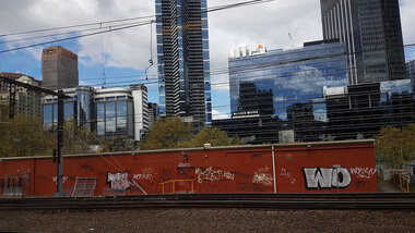 Digital photograph, Lisa Gervasoni, Train between Flinders and Spencer Street, 2017
