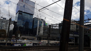 Digital photograph, Lisa Gervasoni, train between Flinders and Spencer Street, 2017