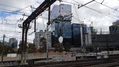 Digital photograph, Lisa Gervasoni, train between Flinders and Spencer Street, 2017