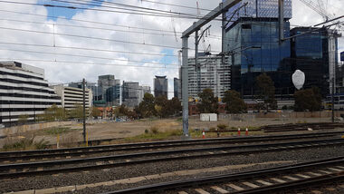 Digital photograph, Lisa Gervasoni, train between Flinders and Spencer Street, 2017