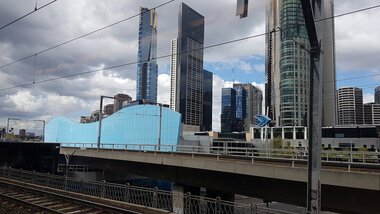 Digital photograph, Lisa Gervasoni, train between Flinders and Spencer Street, 2017