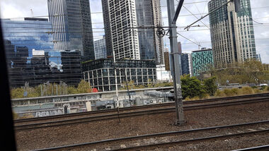 Digital photograph, Lisa Gervasoni, train between Flinders and Spencer Street, 2017