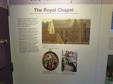 Photograph - Colour, Information panel, Greenwich Chapel and Museum, England